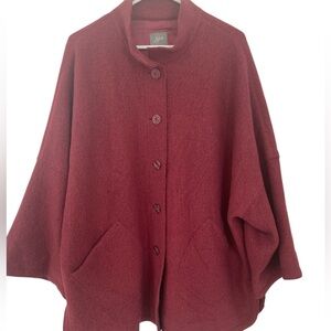 J. Jill Women's Beet Color Button-Up boiled wool lined  Coat size large